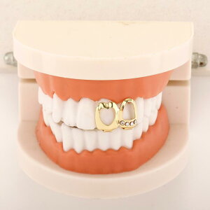 グリル 男性用 ハロウィン 個性的 ヒップホップファッション 2歯用 透かし彫り ジルコニア 光沢 ゴールド シルバー 銅製 パーティー トゥースキャップ 口元アクセサリー