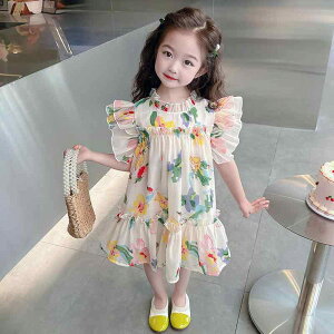ワンピース 女の子 キッズ ガールズ 夏 プリンセスドレス 花柄 小花柄 ベビー 幼児 半袖 ポリエステル 混紡 普段使い お出かけ かわいい おしゃれ 子供服