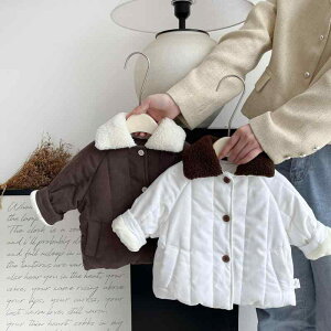 アウター ベビー キッズ 男の子 女の子 韓国風 冬物 裏起毛 中綿 厚手 襟付き カーディガン ジャケット 保温 防寒 暖かい 前開き おしゃれ トレンド 普段使い