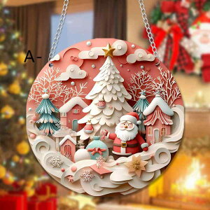 クリスマス オーナメント 冬 スノーマン アクリル 丸型 レトロ おしゃれ クリスマスツリー 壁掛け 飾り チェーン付き(x2)