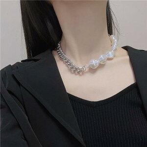 ネックレス レディース バロックパール レトロデザイン エレガント 高級感 上品 スタイリッシュ ユニーク 個性派 チタン鋼 シルバーメッキ ハンドメイド パール ホワイトカラー カジュアル