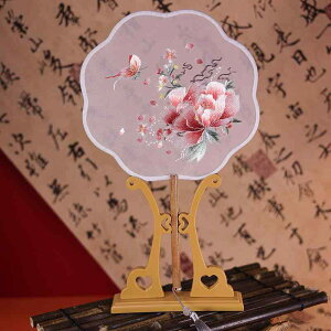 うちわ 両面刺繍 中国風 古典風 円形 蘇州刺繍 絹製 木製 漢服 舞踊 舞台 演劇 コスプレ 飾り インテリア 撮影小物 和装小物 おしゃれ 高級感