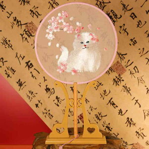 うちわ 円形 両面刺? 中国風 絹製 ハンドメイド 木製 扇 漢服 舞踊 ダンス 舞台用 小道具 和装小物 観賞用 レトロ アンティーク クラシック 繊細 美しい