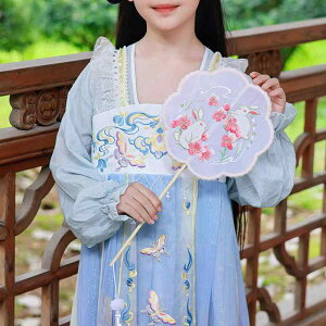 うちわ 団扇 キッズ 丸型 刺? 和風 中国風 古典柄 うさぎ 花 猫 モチーフ 撮影小道具 発表会 ダンス 舞台 イベント コスプレ