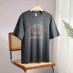 Tシャツ メンズ アメリカン ストリート スプレーグラフィティ 文字プリント 半袖 クルーネック ルーズシルエット 綿 接触冷感素材 通気性 吸湿速乾 薄手 カジュアル 男性用 春夏