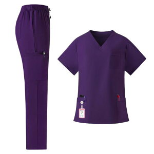 医療用 ユニフォーム 男女兼用 韓国風 春夏 看護師 介護士 歯科衛生士 美容師 エステ 医療事務 受付 半袖 長ズボン Vネック 吸湿速乾 伸縮性 セットアップ ワークウェア