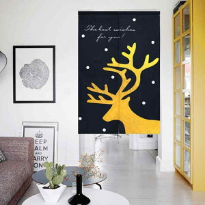 のれん ドアカーテン エルク柄 抽象 幾何学模様 モダン 目隠し 間仕切り キッチン リビング 寝室 玄関 書斎 ダイニング インテリア おしゃれ 風水 開運 空間演出 ハーフ丈 ポリエステル