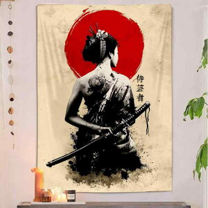 タペストリー 日本 芸妓 武士 和風 ウォールアート 壁飾り おしゃれ 大判 インテリア リビング 寝室 書斎 子供部屋 部屋飾り ポリエステル 長方形 洗濯可能