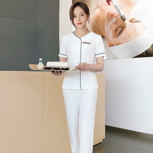 制服 レディース 看護師 エステティシャン 医療 介護 白衣 サロン ワークウェア セットアップ 半袖 パンツ 吸湿速乾 ポリエステル(x2)