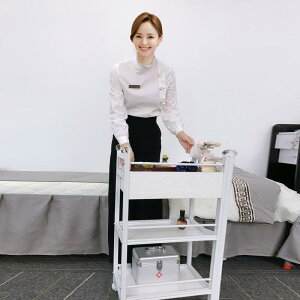 制服 レディース 美容師 エステ サロン 整体師 施術着 マッサージウェア SPA 吸湿速乾 ポリエステル素材 パンツ 上下セット 白 秋(x2)