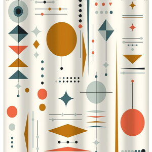 シャワーカーテン ボヘミアン 中世 レトロ 幾何学 星 太陽 ストライプ柄 フック付き バスルーム用 防水 おしゃれ ポリエステル