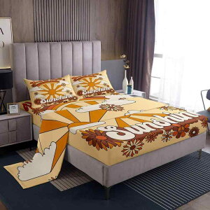 寝具セット ボックスシーツ フラットシーツ 枕カバー ボヘミアン レインボー柄 マイクロファイバー 4点セット デジタルプリント 快適 寝室用