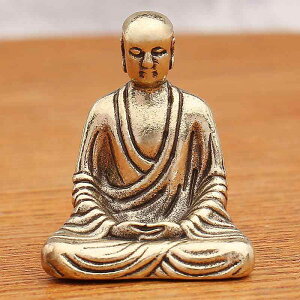 仏像 置物 ミニ 大日如来 子坊主 座禅像 蓮華 台座 真鍮製 卓上 オフィス インテリア オブジェ アンティーク調 古銅色