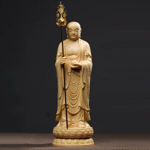 仏像 ヒノキ 地蔵菩薩 精密彫刻 蓮華座 坐像 立像 木彫り 仏具 置物 リビング インテリア オブジェ 家庭供養 贈答品 大型 飾り