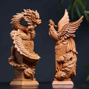 置物 欅の木 精密彫刻 龍 鳳凰 縁起物 吉祥 インテリア 装飾品 リビング 飾り棚 酒棚 テレビボード 新築祝い 開業祝い 引越し祝い 贈答品 お祝い
