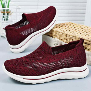 シューズ レディース ママ シニア向け カジュアル スリッポン 軽量 通気性 クッション性 柔らかい 普段使い ウォーキング フライニット