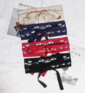 ベルト レディース 刺繍 花柄 ウエストマーク コルセットベルト 和風 エスニック調 ワイドベルト ドレス 和装 浴衣 ワンピース 黒 ベルベット調