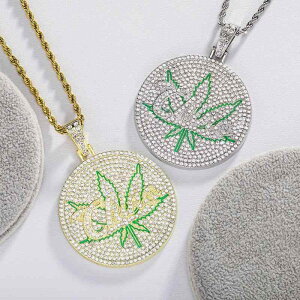 ネックレス メンズ ヒップホップ 欧米風 ペンダント タイガーヘッド シャーク メープルリーフ 丸型 全面ジルコニア 合金 ゴールド シルバー 電気メッキ加工