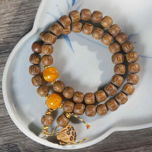 ブレスレット 男女兼用 白奇楠 沈香木 8mm 老型ビーズ 二重巻き 蓮モチーフ 木製 数珠 アクセサリー 腕輪 ファッション エスニック 高級感