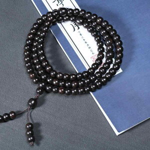 数珠 108玉 男女兼用 黒檀 紫光檀 樽型ビーズ 銘木 重厚感 ウッドブレスレット 仏具 厄除け お守り カジュアル エスニック