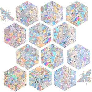 ガラスフィルム 蜂柄 六角形 ハニカムデザイン 静電気吸着 糊不要 貼ってはがせる PET素材 衝突防止 簡単デコレーション 目隠しシート インテリア(x5)