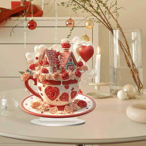 マグカップ アクリル製 ハート型 かわいい 雲柄 クマ 動物柄 防水 耐摩耗 コーヒー バレンタイン ギフト プレゼント インテリア オブジェ(x2)