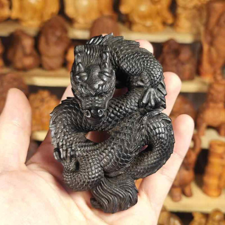 楽天市場】木彫り 黒檀 昇り龍 飛龍 龍神 透かし彫り 緻密彫刻 