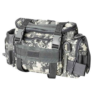 ウエストバッグ ルアーフィッシング 多機能 軽量 コンパクト 釣り具収納 釣り用品 グレーカモフラージュ PVC素材 アウトドア レジャー