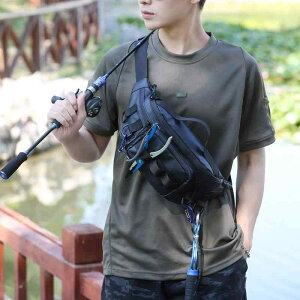 フィッシングバッグ ユニセックス ウエストバッグ ボディバッグ ショルダーバッグ 斜め掛け 大容量 多機能 アウトドア 釣り ルアー 釣り具収納 ポリエステル マットブラック アーミーグリ