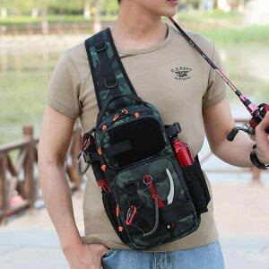フィッシングバッグ メンズ 男性用 ルアー釣り 釣り具 釣竿収納 川釣り 渓流釣り 防水 多機能 軽量 斜め掛け ボディバッグ ウエストポーチ