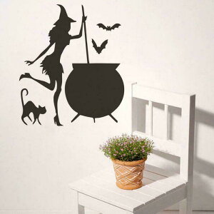 ウォールステッカー ハロウィン 魔女のほうき 壁紙シール リビング 寝室 窓ガラス 背景装飾 イベント飾り付け 店舗用 防水 PVC製 貼り付け簡単 シンプル おしゃれ 装飾画