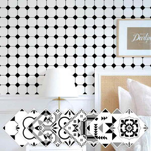 タイルシール ウォールステッカー 北欧風 インスタ風 キッチン 浴室 洗面所 防水 防油 防カビ 防汚 厚手 貼るだけ 剥がせる DIY リメイク PVC 幾何学模様(x2)
