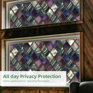 窓用フィルム 目隠しシート プライバシー保護 静電気吸着 ガラス用 大判 PVC製 格子柄 黒 ブラック ワインレッド ボルドー モダン シンプル リビング 寝室 バスルーム オフィス 賃貸OK 貼り直