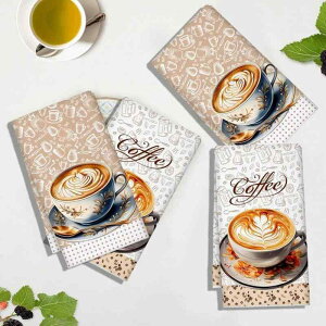 キッチンクロス ふきん コーヒー柄 マイクロファイバー 吸水 速乾 台拭き 食器拭き ダイニングテーブル拭き カフェ用 家庭用 掃除 万能 やわらか(x2)