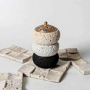 香炉 コンクリート製 隕石調デザイン フタ付き 合金 3種香対応 多機能 リビング 玄関 卓上 インテリア オブジェ 空気清浄 アロマ 癒し ブラック ベージュ