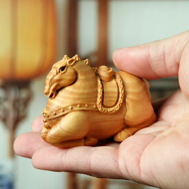 木彫り ツゲ 唐馬 置物 インテリア 飾り オブジェ 手彫り 細工 コレクション 鑑賞品 干支 午 縁起物 室内装飾 卓上 工芸品 アニマル 木製