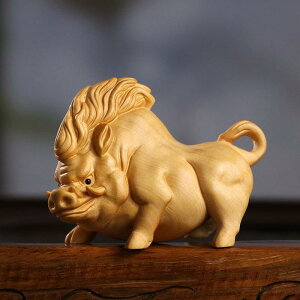 置物 黄楊木 彫刻 猪八戒 掌玩物 手持ち ミニチュア インテリア オブジェ 車載飾り 干支 猪 動物 工芸品 開運 縁起物 デスク リビング プレゼント 贈り物