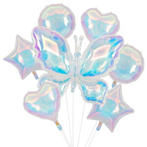 バルーン 風船 蝶 アルミフィルム カラフル レインボーカラー セット 誕生日パーティー 記念日 イベント 背景装飾 デコレーション 飾り付け パープル ブルー パール系 アニマル型 フォトジ