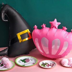 バルーン 風船 透明スター クラウン プリンセス 魔女の帽子 アルミフィルム メタリックピンク ゴールド 黒 ハロウィン 誕生日 パーティー 装飾