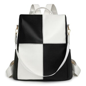 バッグ レディース 大容量 PUレザー リュックサック ショルダーバッグ ハンドバッグ 通勤 ビジネス 旅行 アウトドア 軽量 縦型 切り替え 配色 おしゃれ ファッション ブラック ピンク パープ