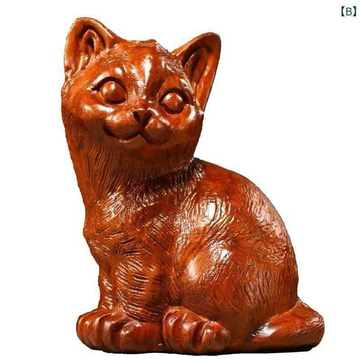 楽天市場】木彫り 置物 猫 かわいい 子猫 黒檀 紫檀 花梨木 無垢材 
