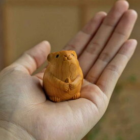 木彫り オブジェ 崖柏木製 十二支 干支 掌サイズ ミニチュア 置物 デスク用 卓上 書斎 オフィス インテリア 癒やし リラックス 縁起物 12体セット