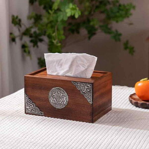 ティッシュケース 新中華風 レトロ ヴィンテージ アンティーク ボックスティッシュ収納 木製 ウッド おしゃれ 家庭用 卓上 リビング ダイニング デスク 多用途