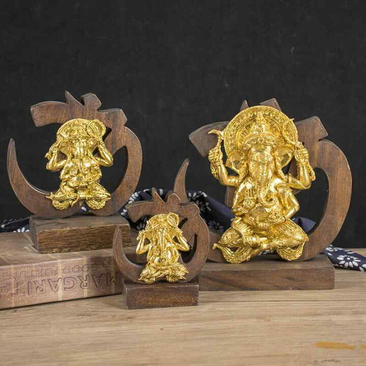 楽天市場】置物 タイ輸入 木製 象 神様 リビング デスク インテリア 