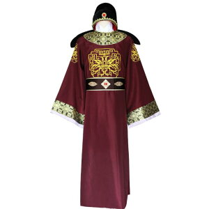 時代劇衣装 メンズ 中国風 役人服 官僚服 舞台 演劇 イベント パフォーマンス 宴会 ポリエステル 丸襟 刺繍 コスプレ セット