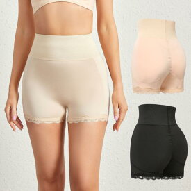 ガードル レディース ヒップアップ 美尻 パッド付き 立体成型 ボリュームアップ シームレス なめらか 肌触り お腹引き締め 薄手 ポリエステル スパンデックス ブラック ヌードカラー(x3)