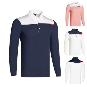 ポロシャツ メンズ ゴルフウェア ゴルフシャツ スポーツ 速乾 吸汗 通気性 ドライ 長袖 ポリエステル スポーツカジュアル 襟付き ルーズフィット ゆったり 春秋 ホワイト ロイヤルブルー ピ