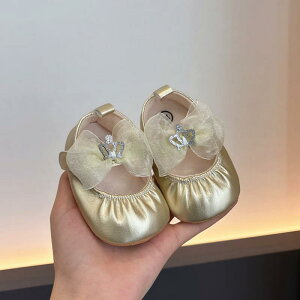 ベビーシューズ 女の子 ベビー 赤ちゃん 低月齢 1歳 プリンセス レザー 学歩靴 ソフトソール 滑り止め マジックテープ 春秋 ゴールド ピンク シルバー