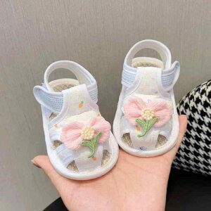 ファーストシューズ 女の子 ベビー 夏 サンダル よちよち歩き プリンセス風 かわいい ソフトソール 滑り止め マジックテープ コットン 通気性 ゴム底