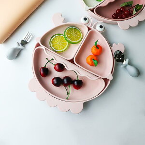 ベビー食器 赤ちゃん 子供用 食品グレード シリコン製 カニ キャラクター 仕切り付き プレート ボウル 離乳食 練習 自主摂食 かわいい タコ エビ カラフル 滑り止め